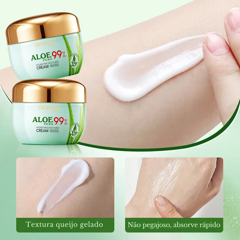 Creme Facial Hidratante Calmante e Rejuvenescedor de Aloe Vera 99% - 50g