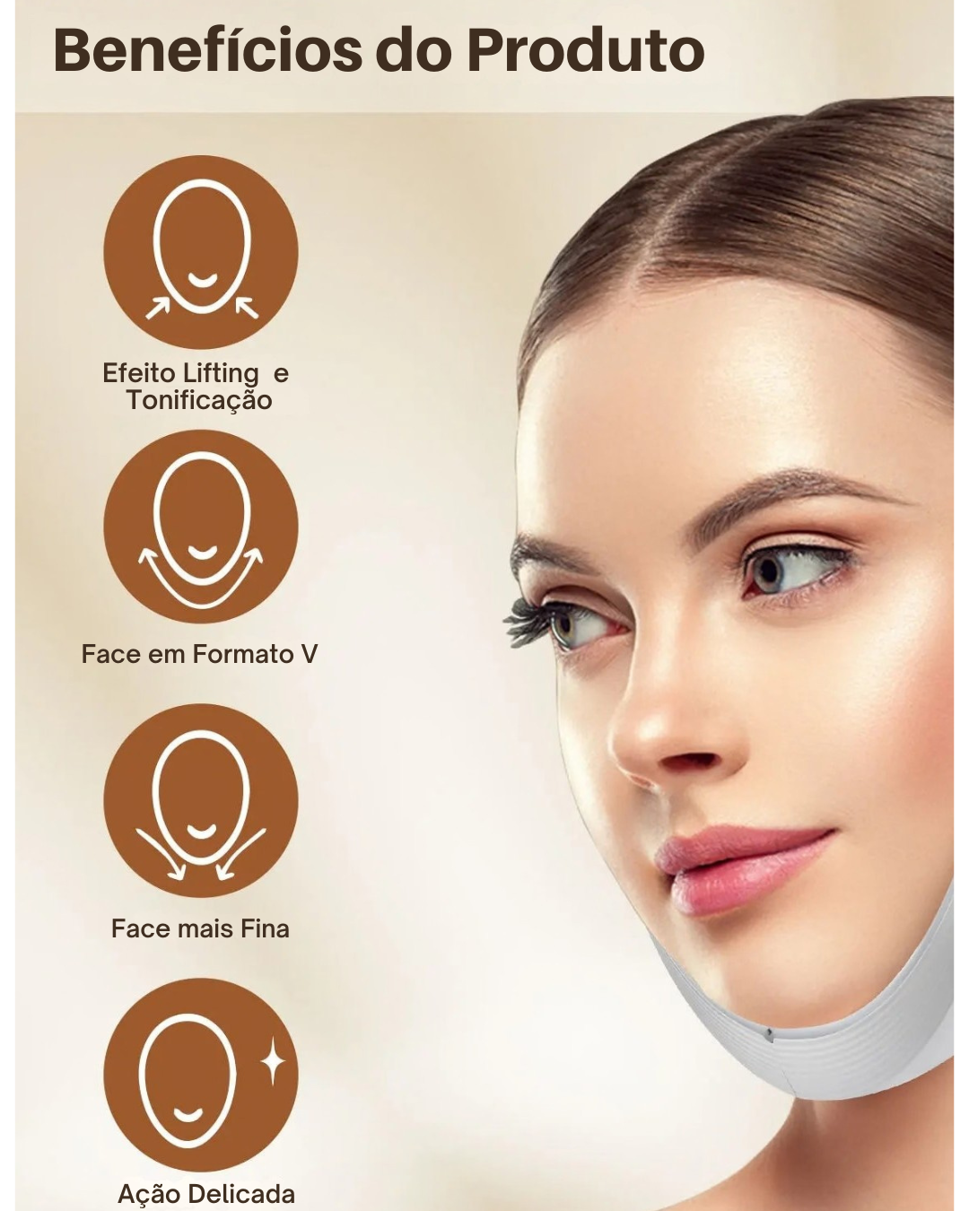 Use Nuvé V-Lift™ massageador facial EMS para contorno