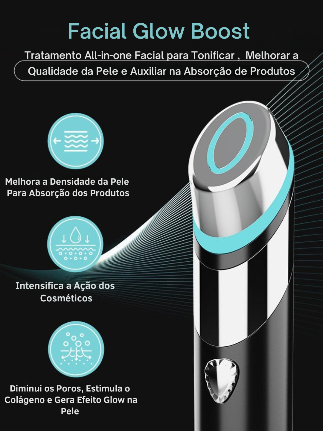 Use Nuvé LumiWand™ aparelho facial 4 em 1 com microcorrente e LED