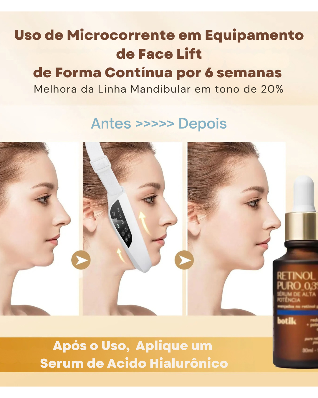 Use Nuvé V-Lift™ massageador facial EMS para contorno